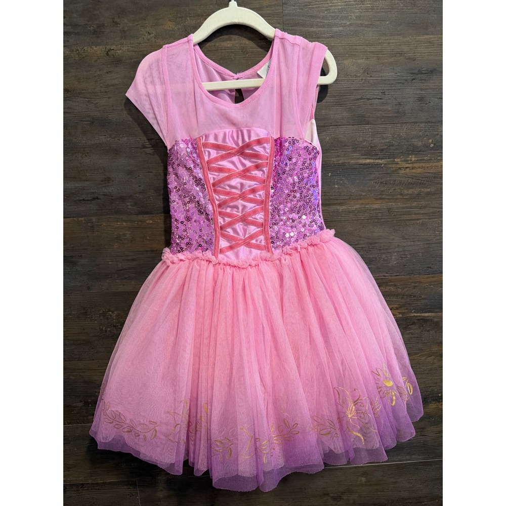 Disney Rapunzel Tangled Princess Costume Dress Pink Purple Sequins Girls 5/6 - Picture 1 of 6